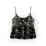 تاپ بندی چین دار گلدار گل آناگالیس با زمینه مشکی یقه گرد سایز 32 تا 62 رویداسما roydasma سایز بزرگ موجود