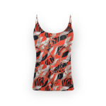 تاپ یقه گرد طرح زنجیر با زمینه قرمز بندی کرپ نخ سایز 32 تا 62 سایز بزرگ موجود رویداسما roydasma