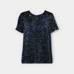 تیشرت مخمل پولکی آبی نفتی سایز 32 تا 62 (رنگبندی موجود) رویداسما roydasma سایز بزرگ موجود