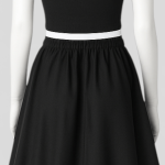 دامن ساتن آمریکایی نیم کلوش بلند مشکی پشت کش سایز 32 تا 62 (رنگبندی موجود) رویداسما roydasma سایز بزرگ موجود