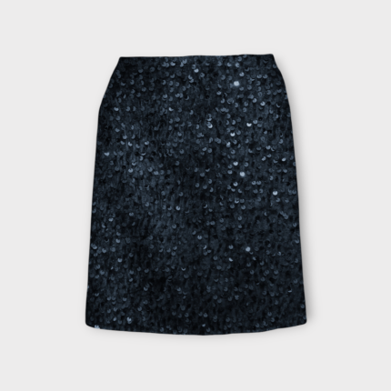 دامن مخمل پولکی راسته کوتاه پشت کش آبی نفتی سایز 32 تا 62 (رنگبندی موجود)رویداسما roydasma سایز بزرگ موجود