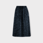 دامن مخمل پولکی میدی کمرکش آبی نفتی سایز 32 تا 62 قد 80 (رنگبندی موجود)رویداسما roydasma سایز بزرگ موجود