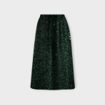 دامن مخمل پولکی میدی کمرکش سبز کله غازی سایز 32 تا 62 قد 80 (رنگبندی موجود)رویداسما roydasma سایز بزرگ موجود