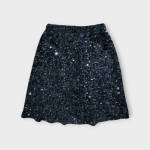 دامن مخمل پولکی کوتاه کمرکش ای لاین آبی نفتی سایز 32 تا 62 (رنگبندی موجود) رویداسما roydasma سایز بزرگ موجود