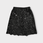 دامن مخمل پولکی کوتاه کمرکش ای لاین مشکی سایز 32 تا 62 (رنگبندی موجود) رویداسما roydasma سایز بزرگ موجود