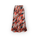 دامن میدی طرح زنجیر با زمینه قرمز کرپ نخ ای لاین پشت کش قد 80cm سایز 32 تا 62 سایز بزرگ موجود