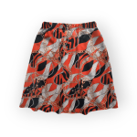 دامن کوتاه طرح زنجیر با زمینه قرمز کرپ نخ ای لاین کمرکش سایز 32 تا 62 سایز بزرگ موجود رویداسما roydasma