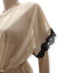 ربدوشامبر توری آستین سرخود کرم دانتل دار سایز 32 تا 62