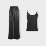 ست بافت تاپ بندی و شلوار بگ طوسی سایز 32 تا 62 رویداسما roydasma سایز بزرگ موجود