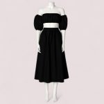 ست نیم تنه آستین جدا و دامن نیم کلوش میدی کرپ مشکی سایز 32 تا 62 (رنگبندی موجود) رویداسما roydasma