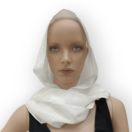 شال نخی راه راه سفید سبک خنک رویداسما roydasma