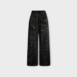 شلوار بگ کمرکش مخمل پولکی پشت کش مشکی سایز 32 تا 62 (رنگبندی موجود) رویداسما roydasma