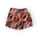 شلوارک کوتاه کمرکش طرح زنجیر با زمینه قرمز کرپ نخ سایز 32 تا 62 سایز بزرگ موجود رویداسما roydasma