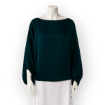 شومیز آستین بیشاپ مورب ساتن سبز کله غازی سایز 32 تا 62 (رنگبندی موجود) رویداسما roydasma سایز بزرگ موجود