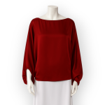 شومیز آستین بیشاپ مورب ساتن قرمز سایز 32 تا 62 (رنگبندی موجود) رویداسما roydasma سایز بزرگ موجود