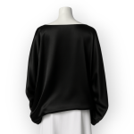 شومیز آستین بیشاپ مورب ساتن مشکی سایز 32 تا 62 (رنگبندی موجود) رویداسما roydasma سایز بزرگ موجود