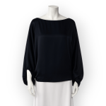 شومیز آستین بیشاپ مورب ساتن مشکی سایز 32 تا 62 (رنگبندی موجود) رویداسما roydasma سایز بزرگ موجود