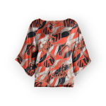 شومیز آستین کیمونو طرح زنجیر با زمینه قرمز کرپ نخ سایز 32 تا 62 سایز بزرگ موجود رویداسما roydasma