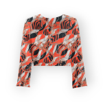 شومیز کراپ طرح زنجیر با زمینه قرمز کرپ نخ آستین بلند سایز 32 تا 62 سایز بزرگ موجود رویداسما roydasma