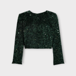 شومیز کراپ مخمل پولکی سبز کله غازی سایز 32 تا 62 (رنگبندی موجود) رویداسما roydasma