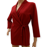 مانتو چپ و راستی کرپ یقه آرشال قرمز سایز 32 تا 62 (رنگبندی موجود) رویداسما roydasma سایز بزرگ موجود