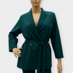 مانتو یقه آرشال کمربند دار سبز کله غازی سایز 32 تا 62 (رنگبندی موجود) رویداسما roydasma سایز بزرگ موجود