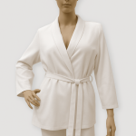 مانتو یقه آرشال کمربند دار سفید سایز 32 تا 62 (رنگبندی موجود) رویداسما roydasma سایز بزرگ موجود