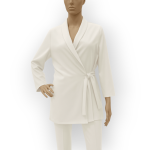 مانتو یقه آرشال کمربند دار سفید سایز 32 تا 62 (رنگبندی موجود) رویداسما roydasma سایز بزرگ موجود