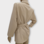 مانتو یقه آرشال کمربند دار مشکی سایز 32 تا 62 (رنگبندی موجود) رویداسما roydasma