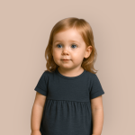 پیراهن چین دار کودک آبی نفتی 2 تا 11 سال (رنگبندی موجود) رویداسما roydasma