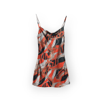 پیراهن یقه شل طرح زنجیر با زمینه قرمز بندی کرپ نخ قد 80cm سایز 32 تا 62 سایز بزرگ موجود رویداسما roydasma