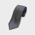 کروات مردانه کلاسیک ابریشم راه راه طوسی آبی ژاکارد رویداسما roydasma