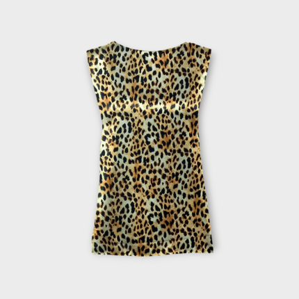 تاپ آستین حلقه ای پلنگی کرپ نخ سایز 32 تا 62 سایز بزرگ موجود رویداسما roydasma