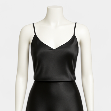 تاپ یقه هفت ساتن مشکی سایز 32 تا 62 (رنگبندی موجود) رویداسما roydasma سایز بزرگ موجود