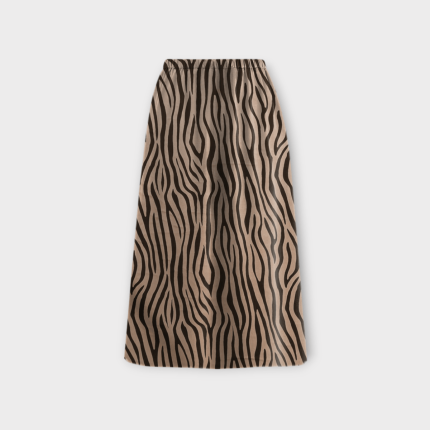 دامن میدی زبرا ای لاین کمرکش کرپ نخ قد 80cm سایز 32 تا 62 سایز بزرگ موجود رویداسما roydasma