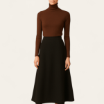 دامن میدی کرپ پشت کش مشکی ای لاین قد 80cm سایز 32 تا 62 (رنگبندی موجود) رویداسما roydasma سایز بزرگ موجود