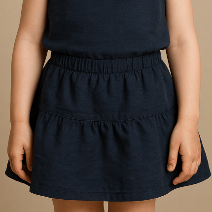 دامن کودک نخی آبی نفتی 2 تا 11 سال رویداسما roydasma