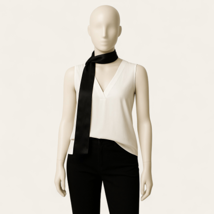 دستمال سر و گردن بلند زنانه کرپ مشکی (رنگبندی موجود)