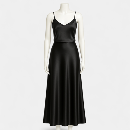 ست تاپ بندی و دامن ساتن مشکی سایز 32 تا 62 (رنگبندی موجود) رویداسما roydasma سایز بزرگ موجود