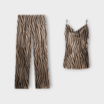 ست زبرا تاپ یقه شل و شلوار راسته کمرکش کرپ نخ سایز 32 تا 62 سایز بزرگ موجود رویداسما roydasma