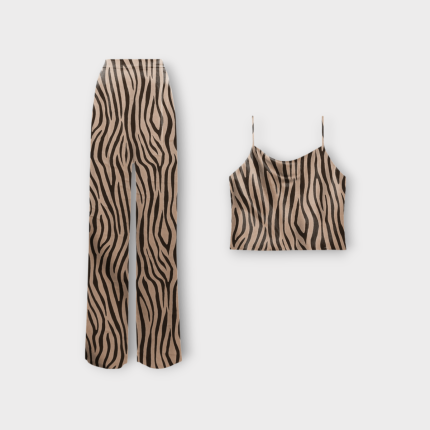 ست زبرا کراپ تاپ و شلوار بگ کرپ نخ سایز 32 تا 62 سایز بزرگ موجود رویداسما roydasma