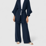 ست مانتو رافلدار و شلوار بگ نخی ابروبادی آبی نفتی سایز 32 تا 62 (رنگبندی موجود) رویداسما roydasma سایز بزرگ موجود