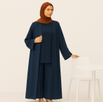 ست مانتو شومیز شلوار کرپ آبی نفتی سایز 32 تا 62 (رنگبندی موجود) سایز بزرگ موجود رویداسما roydasma