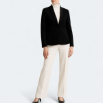 ست کت مشکی و شلوار سفید کرپ سایز 32 تا 62 (رنگبندی موجود) رویداسما roydasma سایز بزرگ موجود