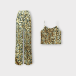 ست کراپ تاپ و شلوار بگ پلنگی کرپ سایز 32 تا 62 سایز بزرگ موجود رویداسما roydasma