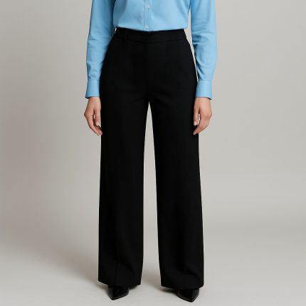 شلوار راسته کرپ مازاراتی مشکی پشت کش سایز 32 تا 62 (رنگبندی موجود) رویداسما roydasma سایز بزرگ موجود