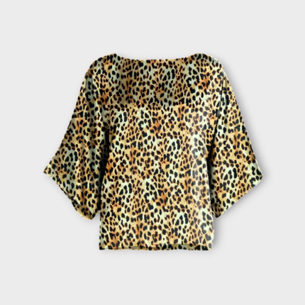 شومیز آستین کیمونو کرپ پلنگی سایز 32 تا 62 سایز بزرگ موجود رویداسما roydasma