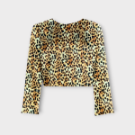 شومیز کراپ پلنگی آستین بلند کرپ سایز 32 تا 62 سایز بزرگ موجود رویداسما roydasma