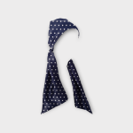 هدبند گره ای خالدار آبی نفتی کرپ نخ پهنا 15cm مینی اسکارف رویداسما roydasma