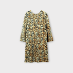 پیراهن میدی پلنگی آستین بلند کرپ نخ قد 90cm سایز 32 تا 62 سایز بزرگ موجود رویداسما roydasma